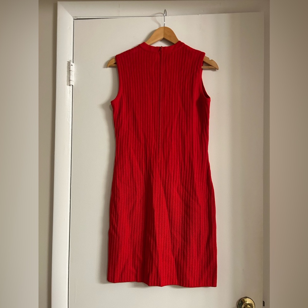 Vintage St John Collection Red Sleeveless Midi Knit Dress - Size 4 - Picture 4 of 6